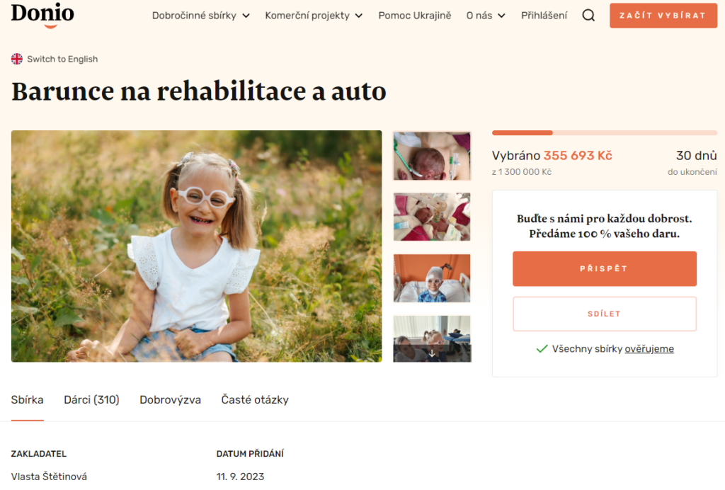 Pomozte nám změnit život malé bojovnice jménem Barunka k lepšímu ...